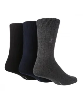 3 Pair Pringle Black Label Mens Ribbed Bamboo Socks