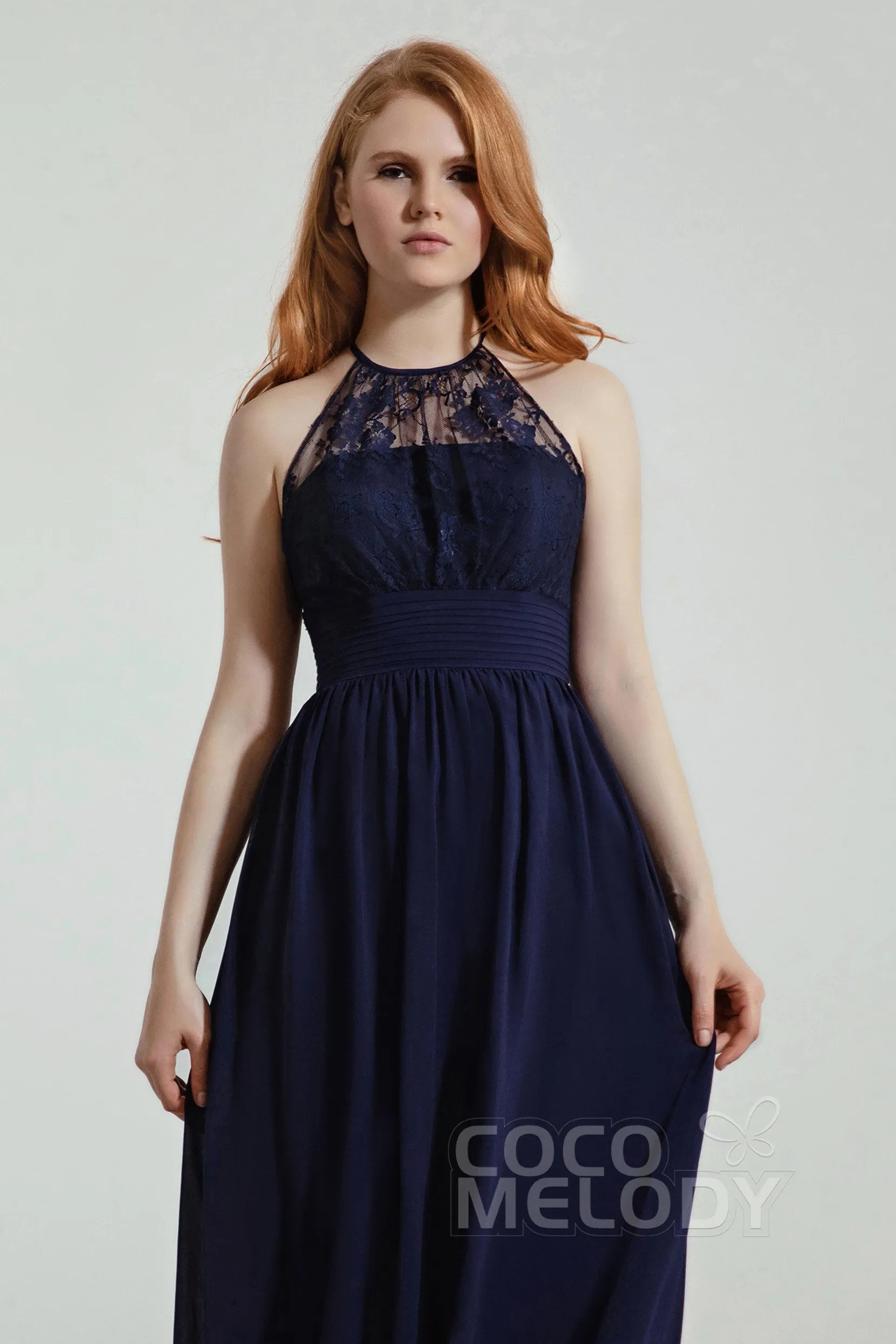 A-Line Floor Length Chiffon/Lace Bridesmaid Dress Formal Dresses CB0442