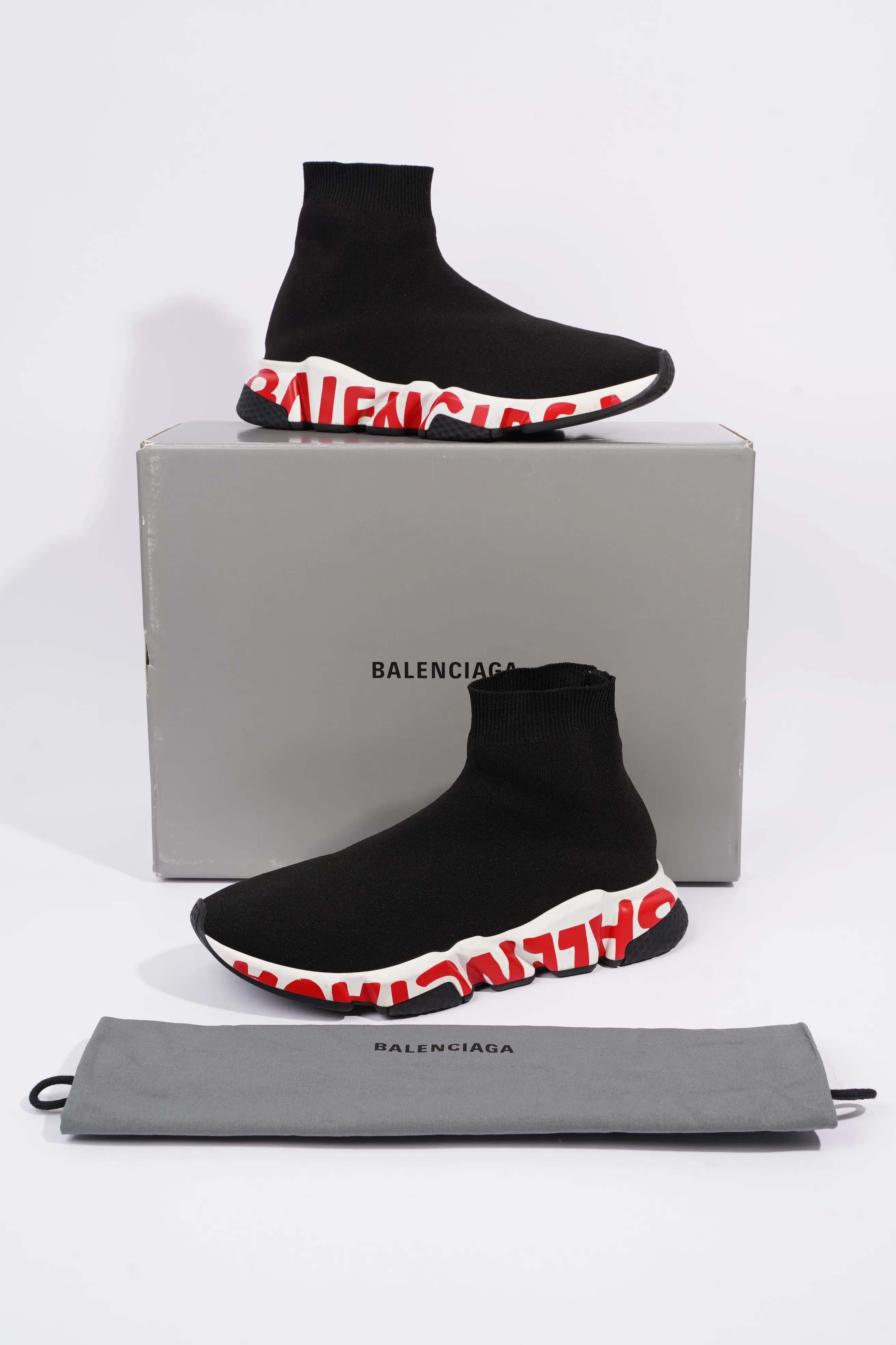 Balenciaga Mens Speed Black / White / Red / Graffiti EU 41 / UK 7
