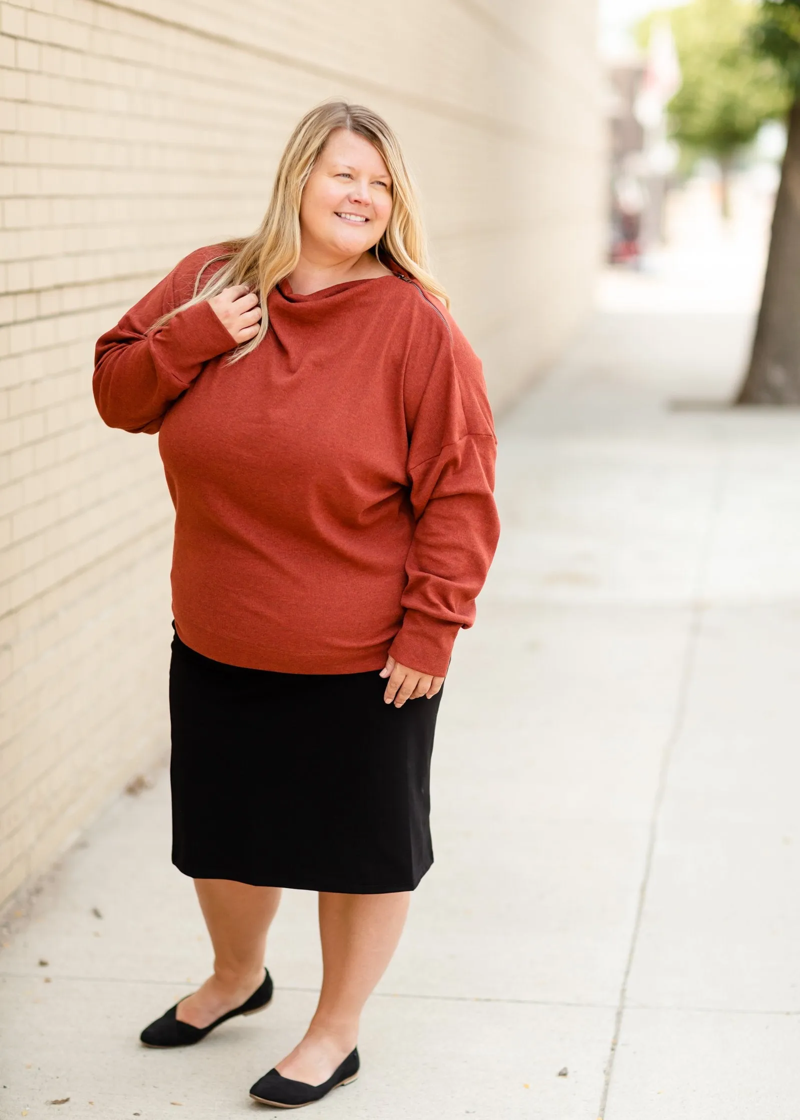 Brick Ribbed Side-Zip Knit Top - FINAL SALE
