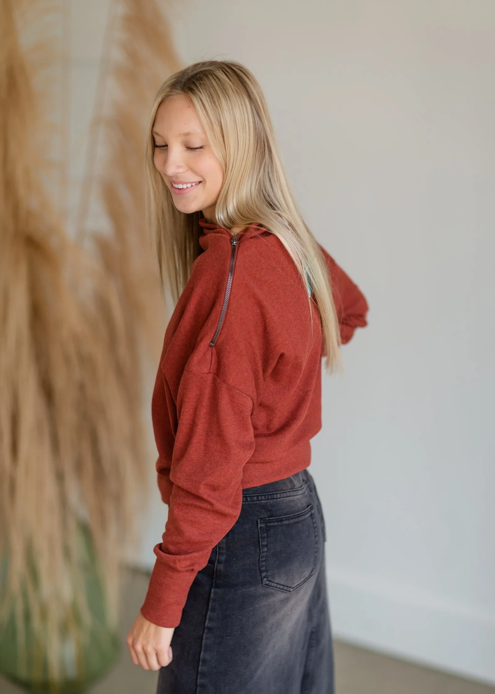 Brick Ribbed Side-Zip Knit Top - FINAL SALE