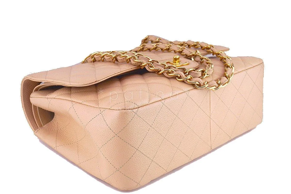 Chanel Beige Clair Caviar Jumbo 2.55 Classic Double Flap Bag
