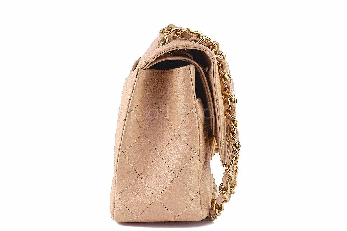 Chanel Beige Clair Caviar Jumbo 2.55 Classic Double Flap Bag