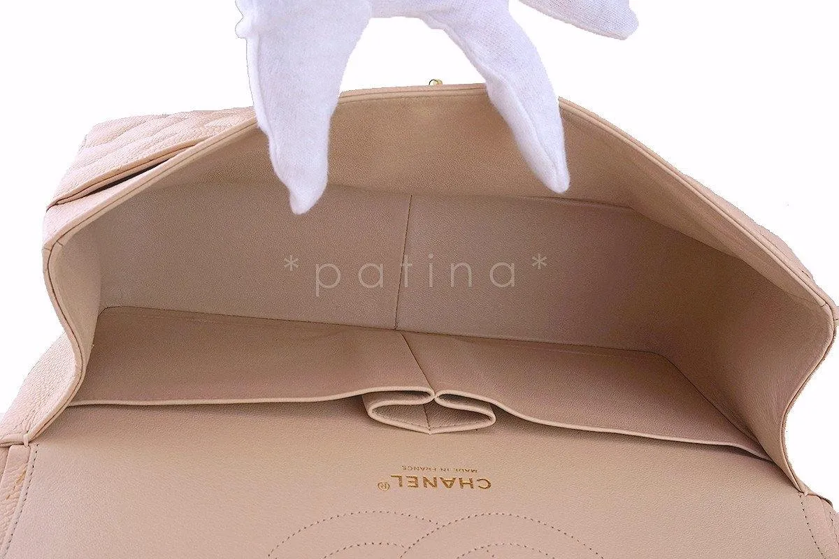 Chanel Beige Clair Caviar Jumbo 2.55 Classic Double Flap Bag