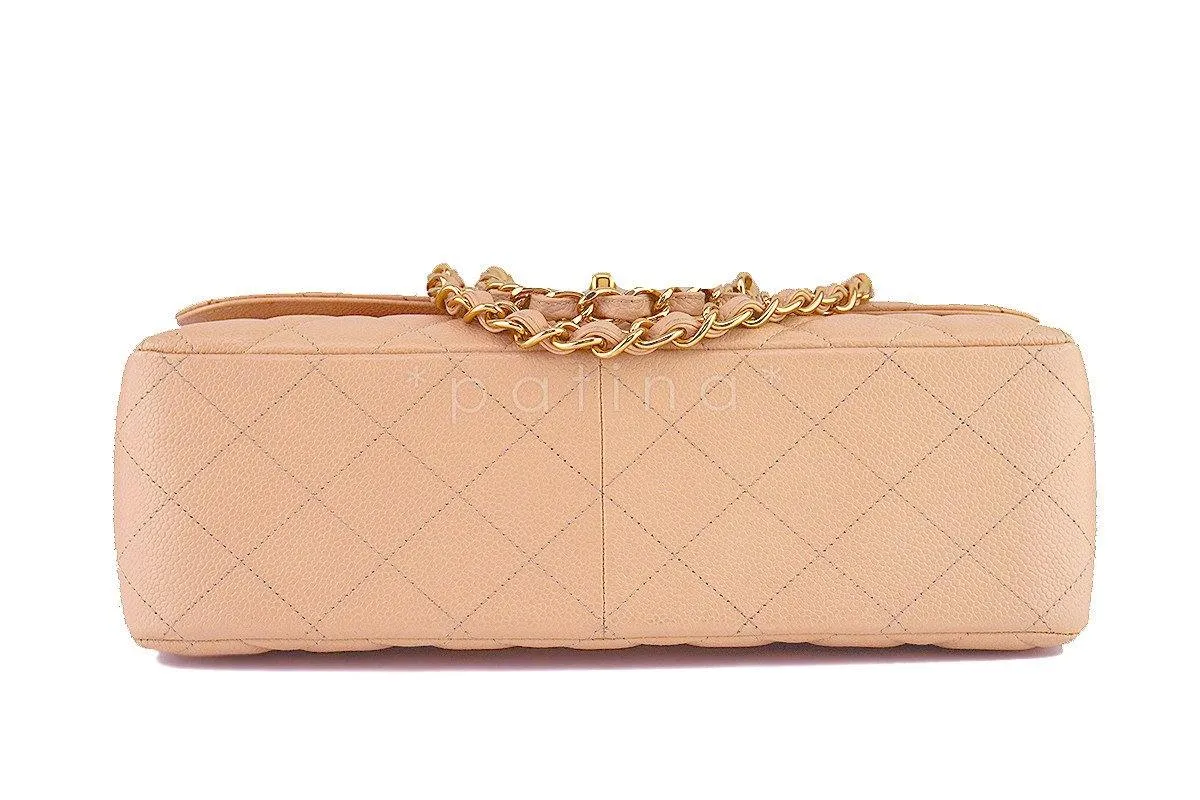 Chanel Beige Clair Caviar Jumbo 2.55 Classic Double Flap Bag