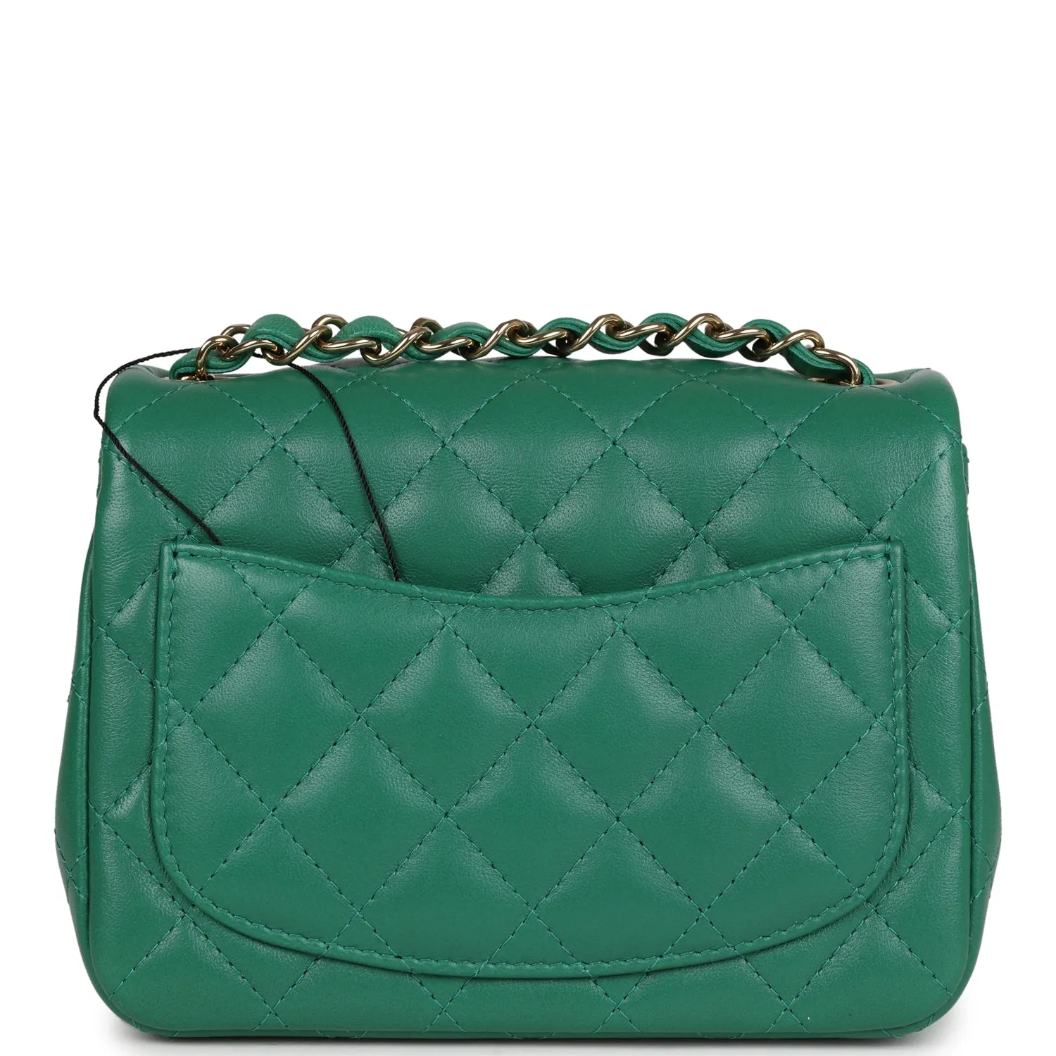 Chanel Mini Square Flap Bag Green Lambskin Gold Hardware
