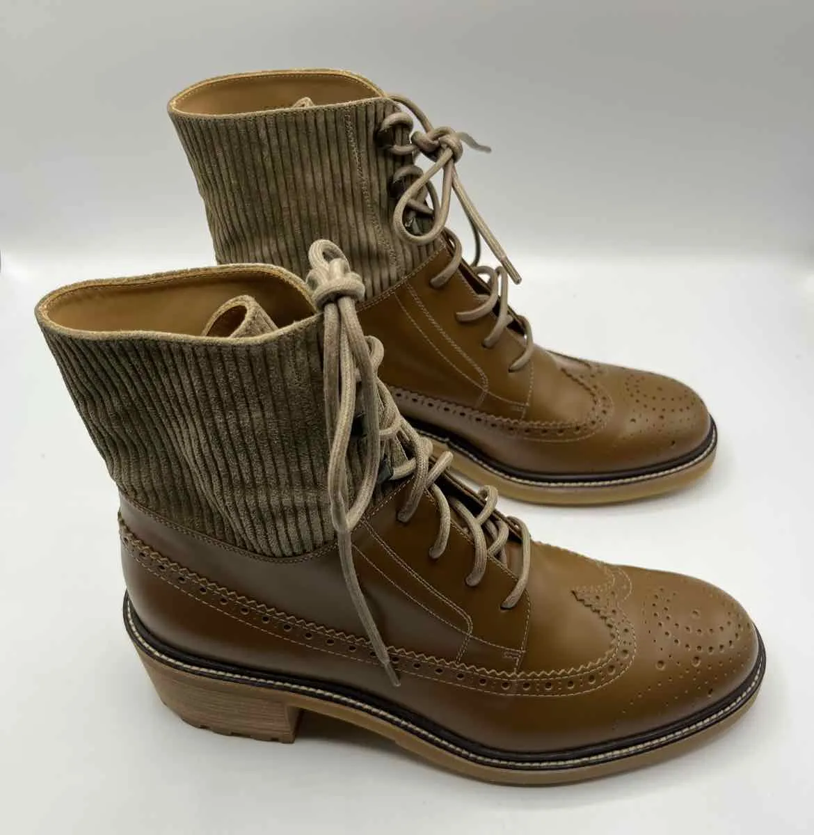 Chloe Brown multi Size 41 Antique Brown 55 Leather and Suede Ankle Boots