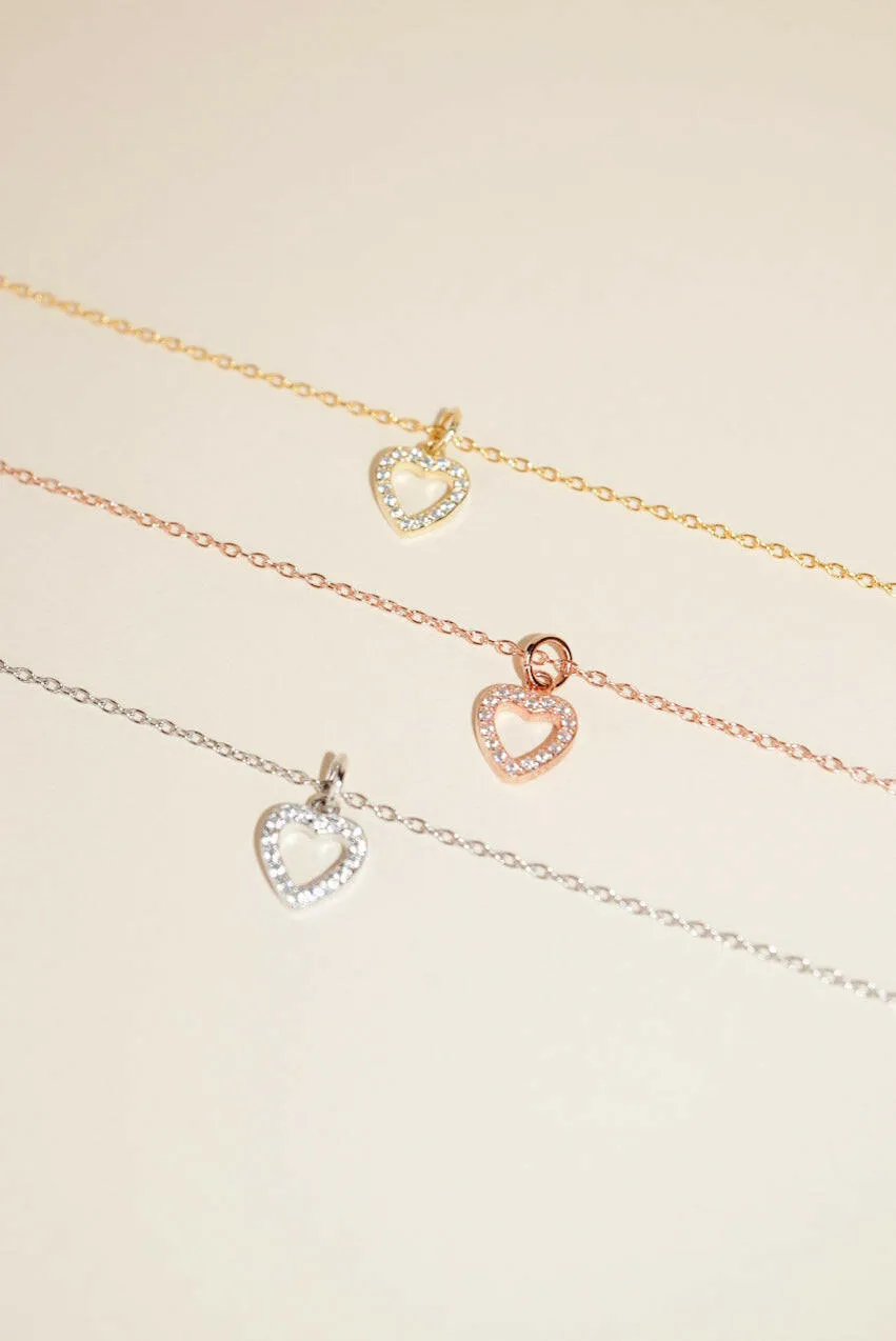 CORDELIA Embedded Heart Sterling Silver Necklace