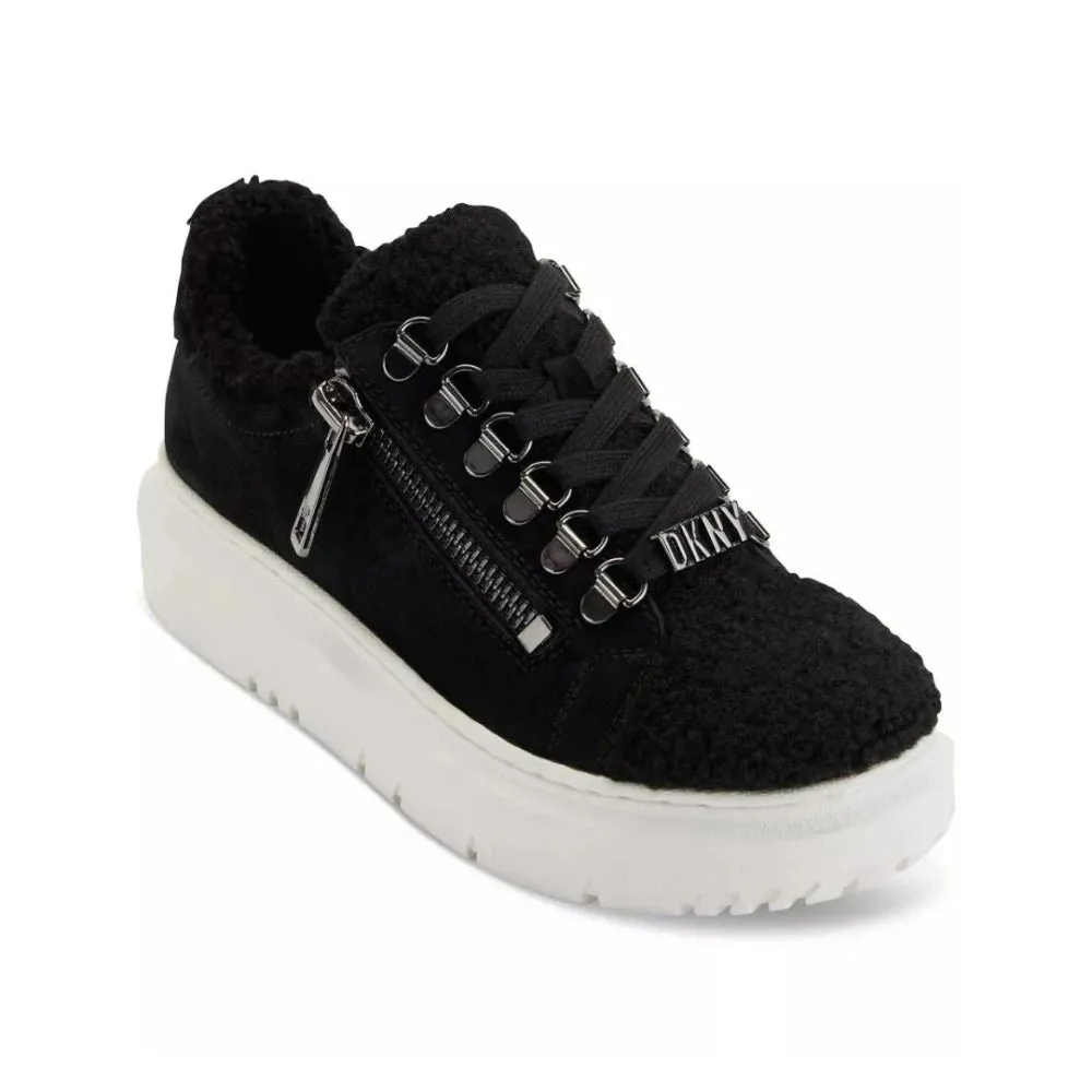 DKNY Matti fleece Lace Up Sneakers Women - BLK