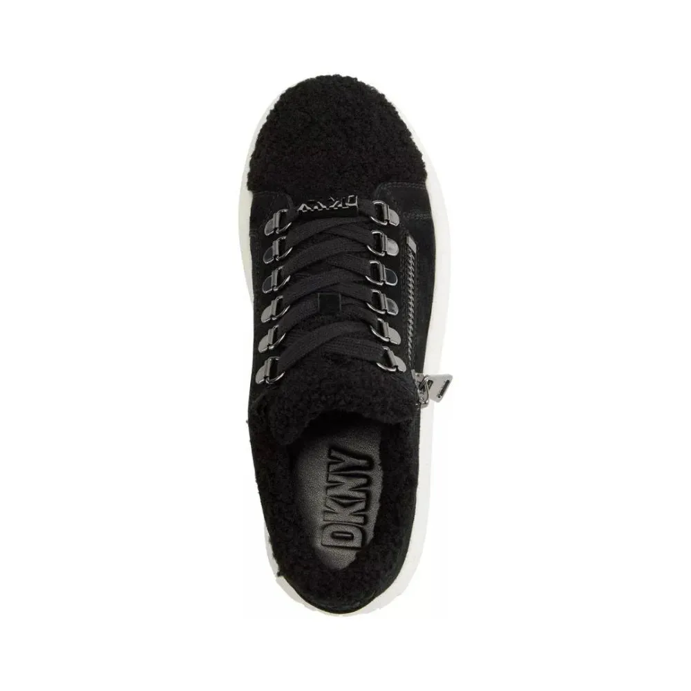 DKNY Matti fleece Lace Up Sneakers Women - BLK