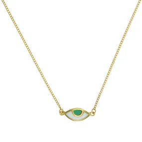 EYE SPY MINI NECKLACE - GREEN - GOLD