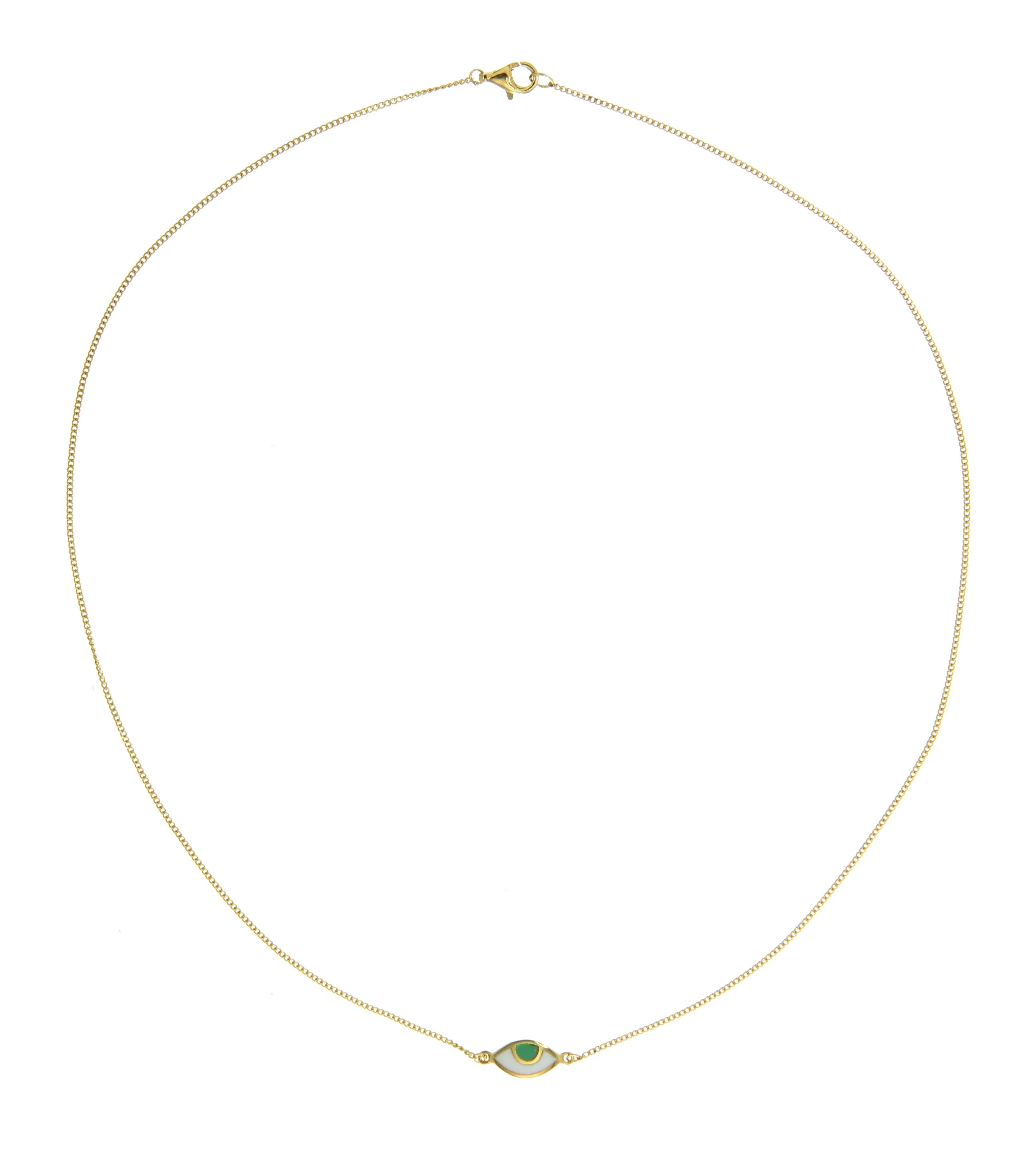 EYE SPY MINI NECKLACE - GREEN - GOLD