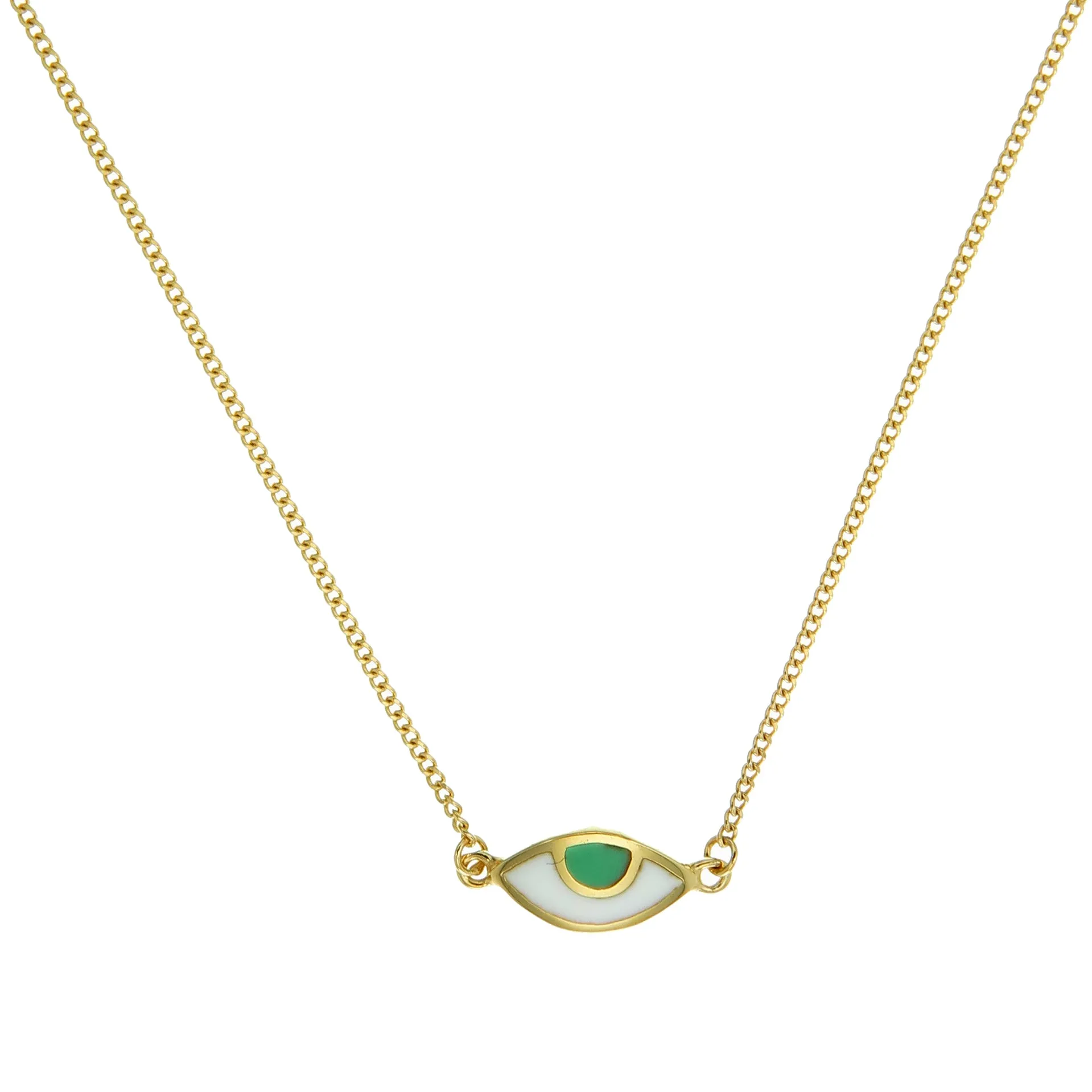 EYE SPY MINI NECKLACE - GREEN - GOLD