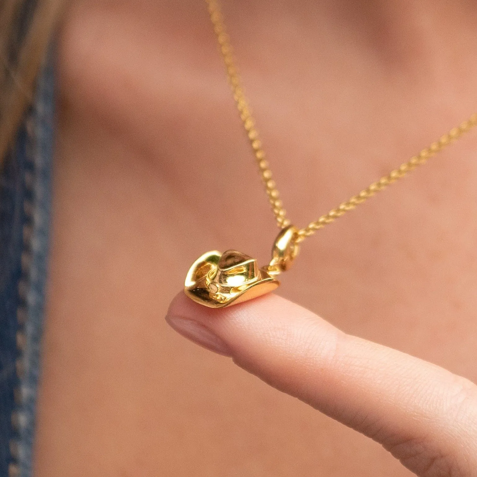 Gold Plated Cowboy Hat Necklace