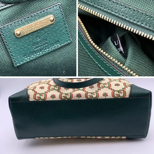 Gucci Beige Green GG Jacquard Medium 100 Ophidia Tote Bag