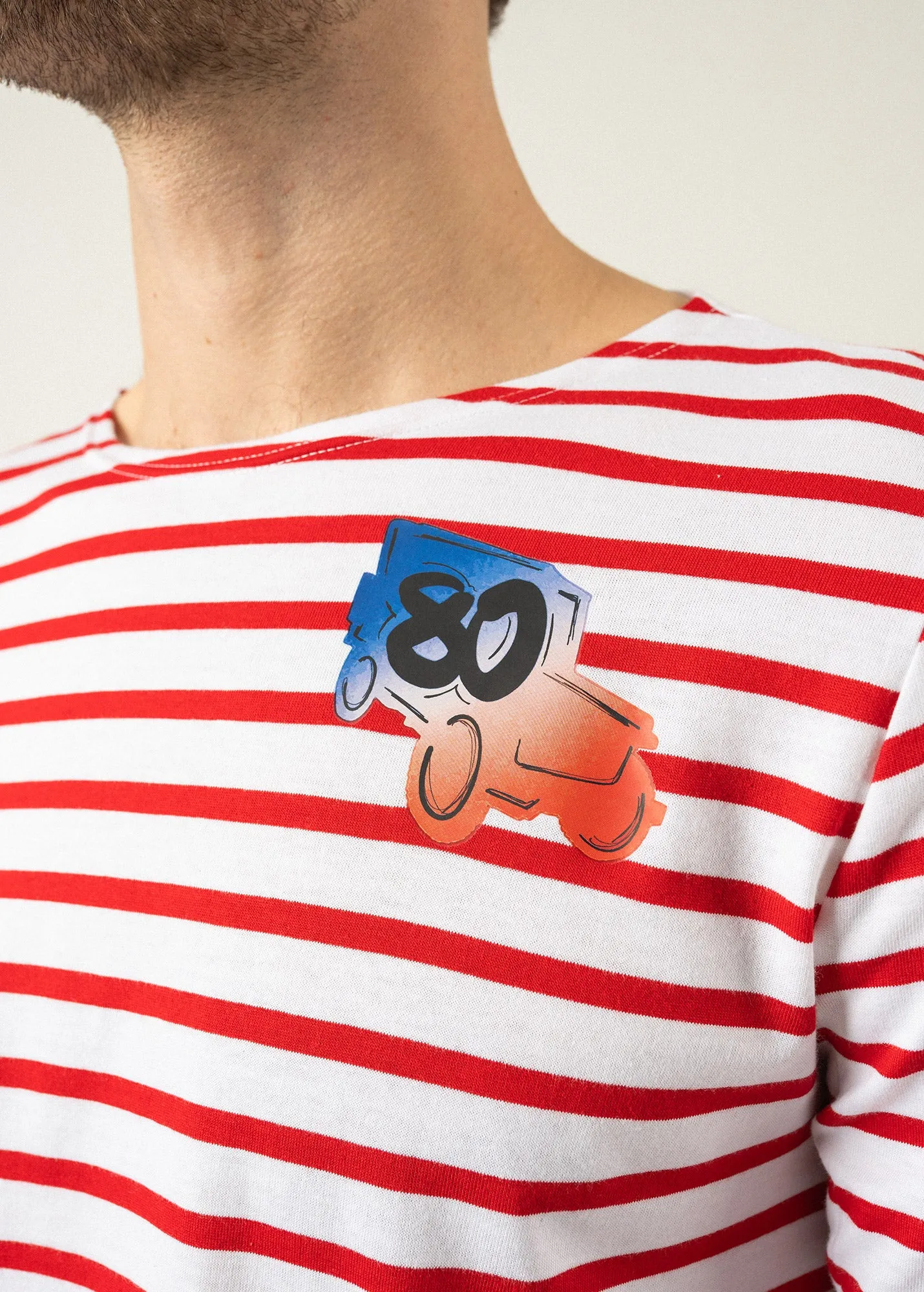 Iconic Minquiers D-Day sailor striped shirt - with exclusive screen print (NEIGE/TULIPE/JEEP)