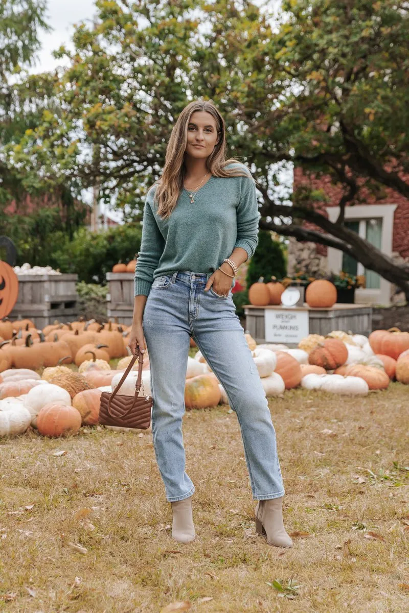 Jade V Neck Ribbed Sweater