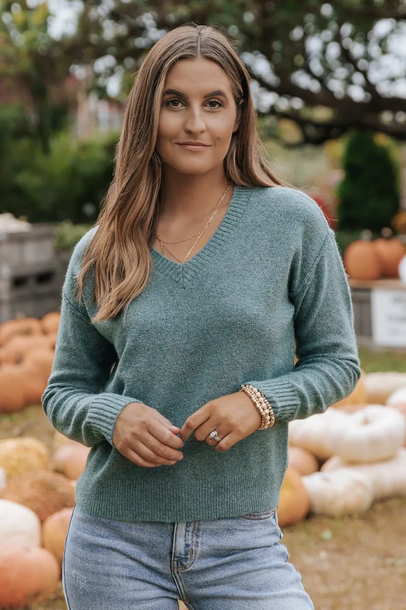 Jade V Neck Ribbed Sweater