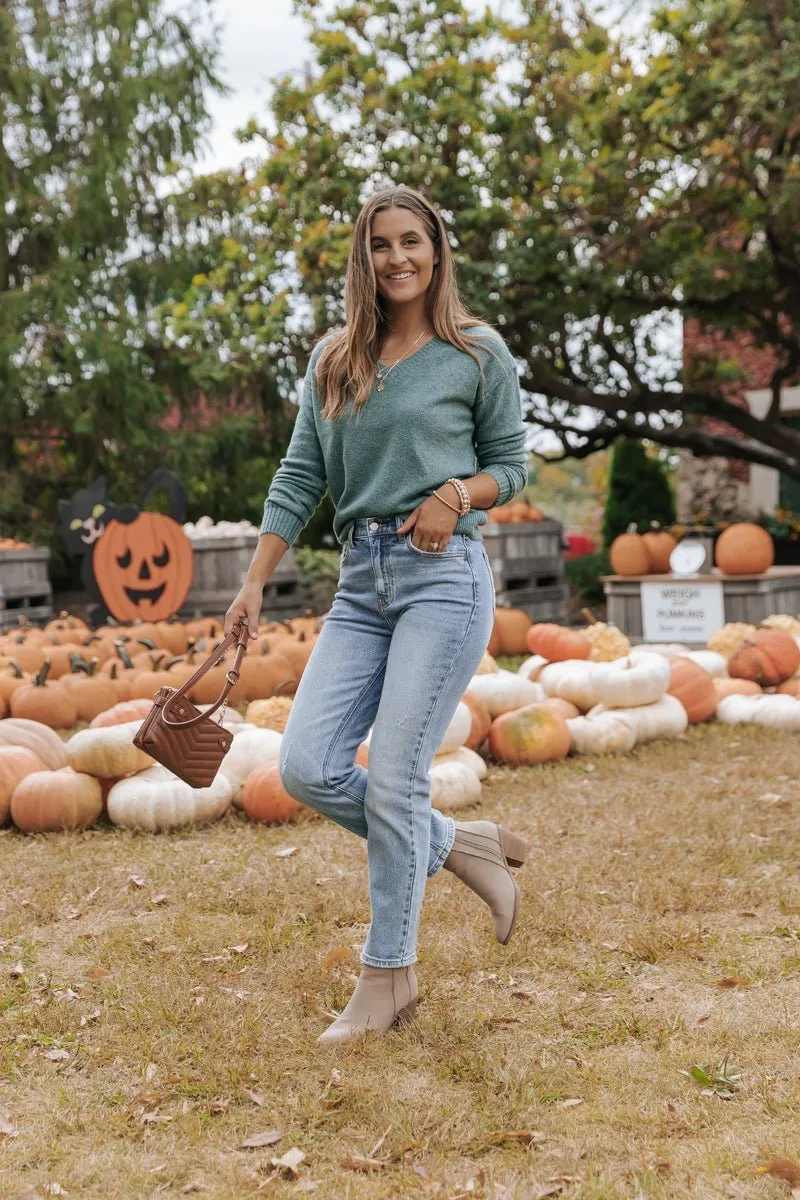 Jade V Neck Ribbed Sweater