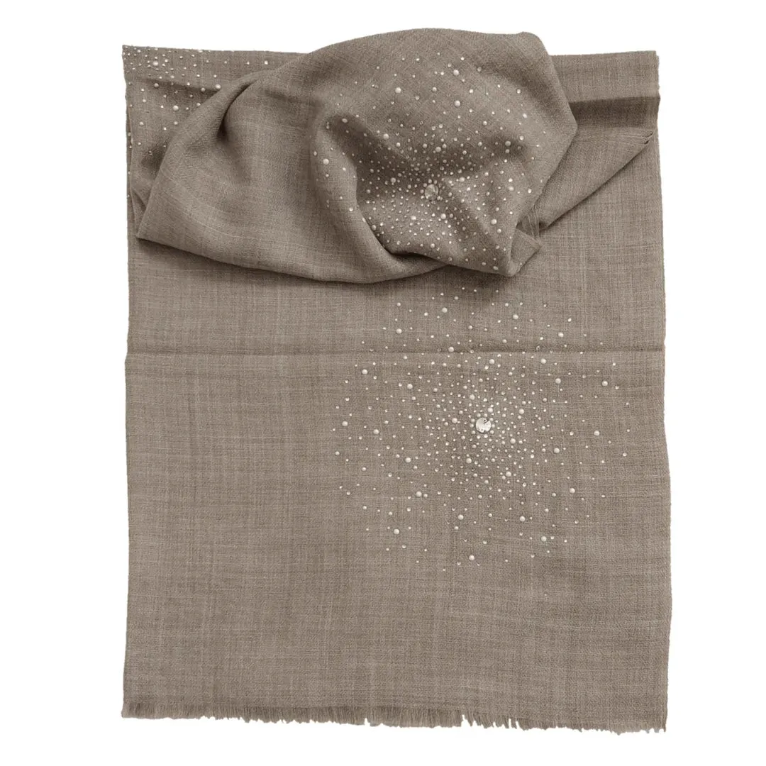 Large Pashmina Shawl with Crystal Beads Burst Design