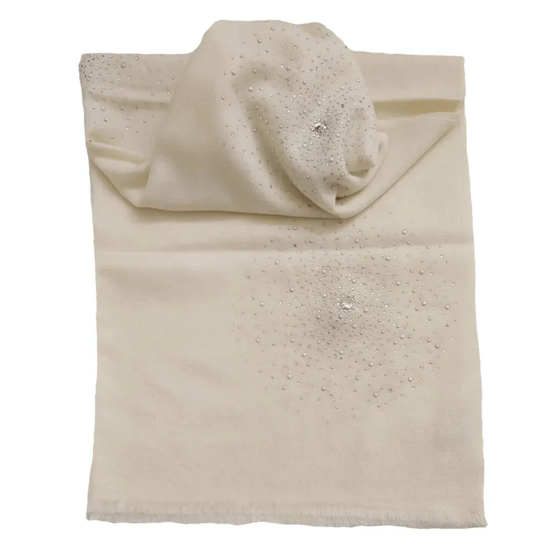 Large Pashmina Shawl with Crystal Beads Burst Design
