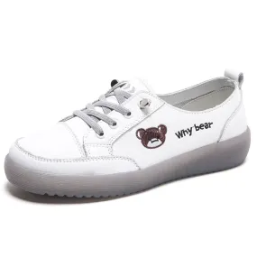 Spring Oxfords Women's Flat Shoes Casual Classic Solid Color PU Leather White Lacing Sneakers