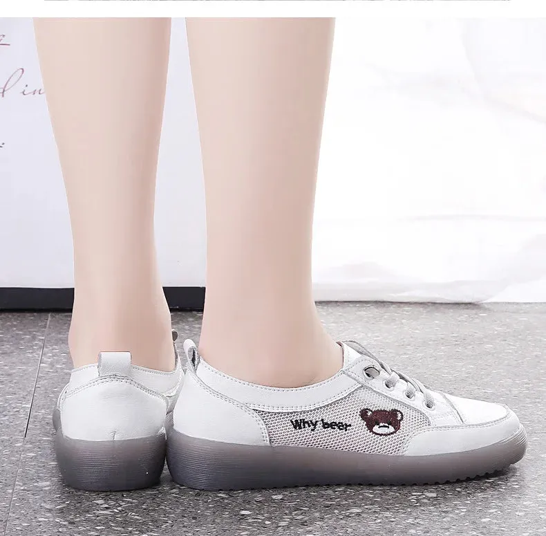 Spring Oxfords Women's Flat Shoes Casual Classic Solid Color PU Leather White Lacing Sneakers
