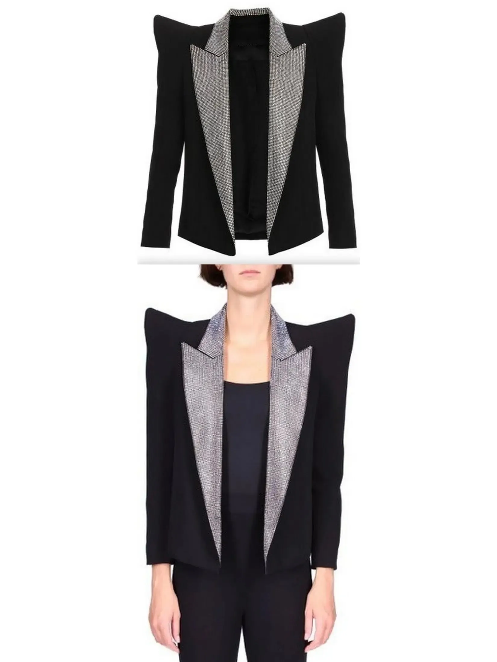Women’s Crystal-Embroidered Black Blazer