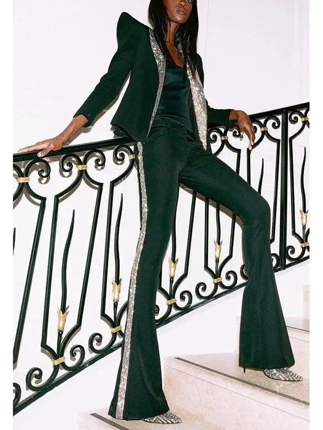 Women’s Crystal-Embroidered Black Blazer