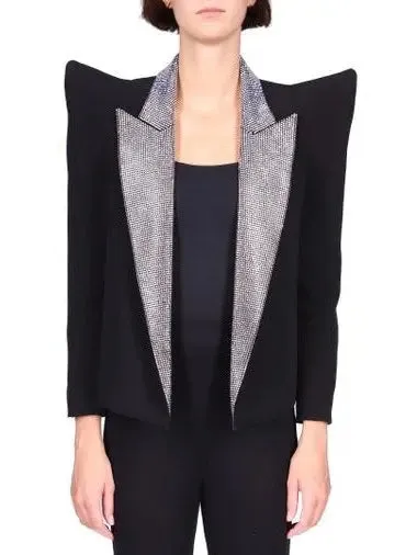Women’s Crystal-Embroidered Black Blazer