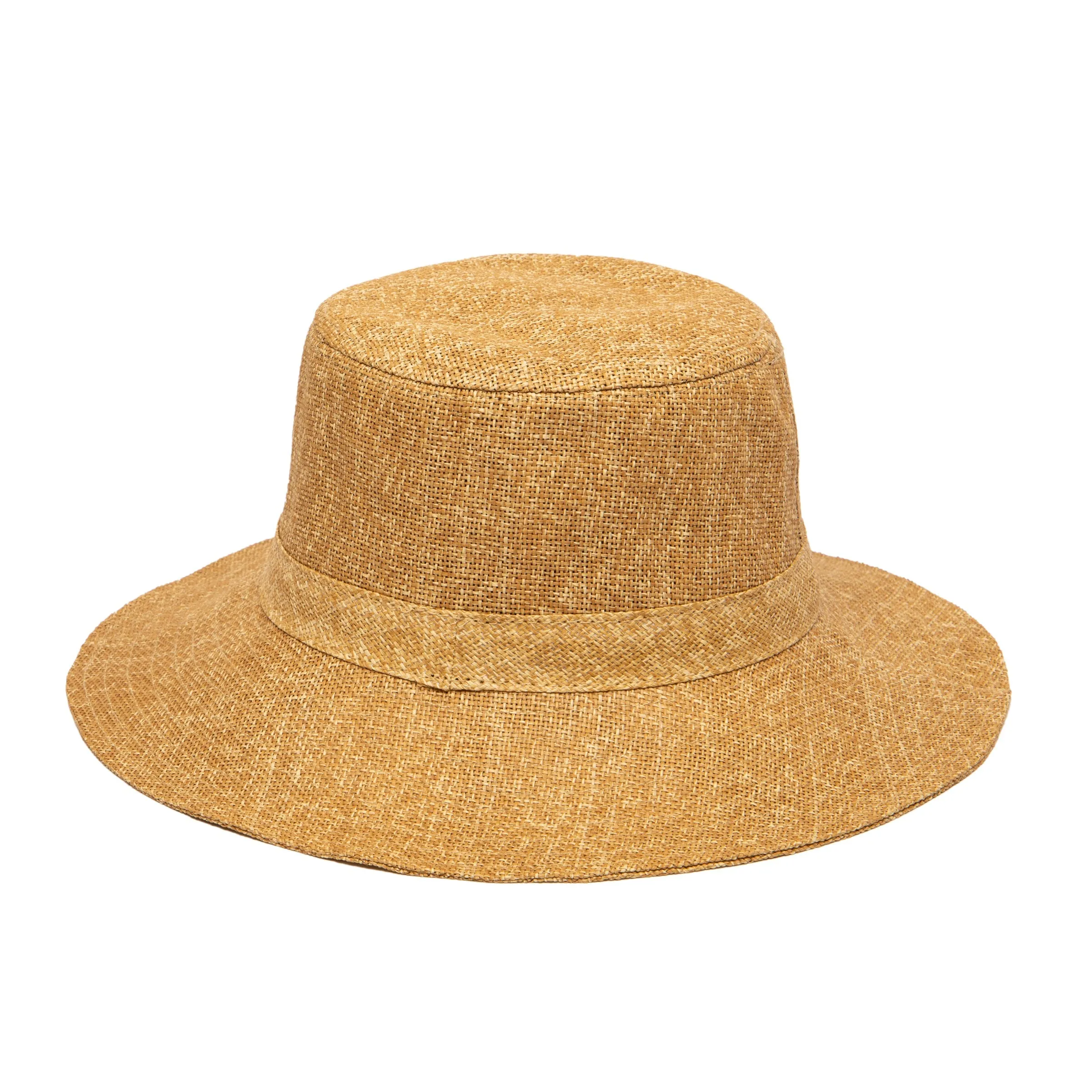 Women's Cut & Sew Wide Brim Woven Paper Bucket Hat